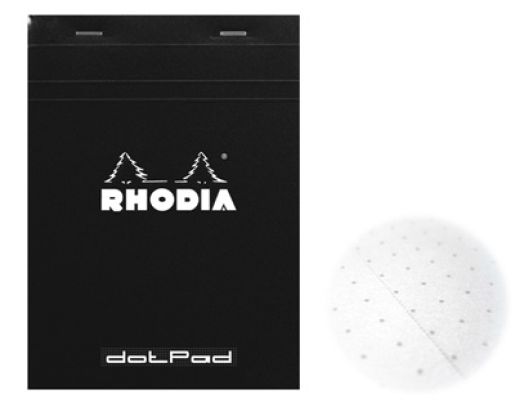 RHODIA DOT.Pad Rhodia Black 80sh stapled 80g 5-3-4x8-1-4 | matrice points 5mm