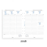 Filofax Week on Two Pages with Appointments 5 Languages 2018 A5 Size Calendar Refill