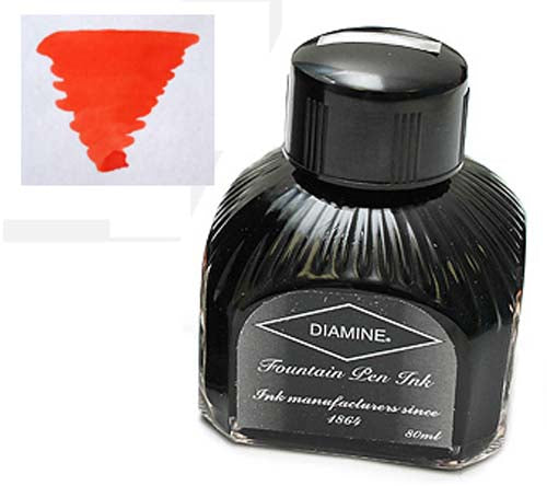 Diamine Refills Vermillion Bottled Ink 80mL
