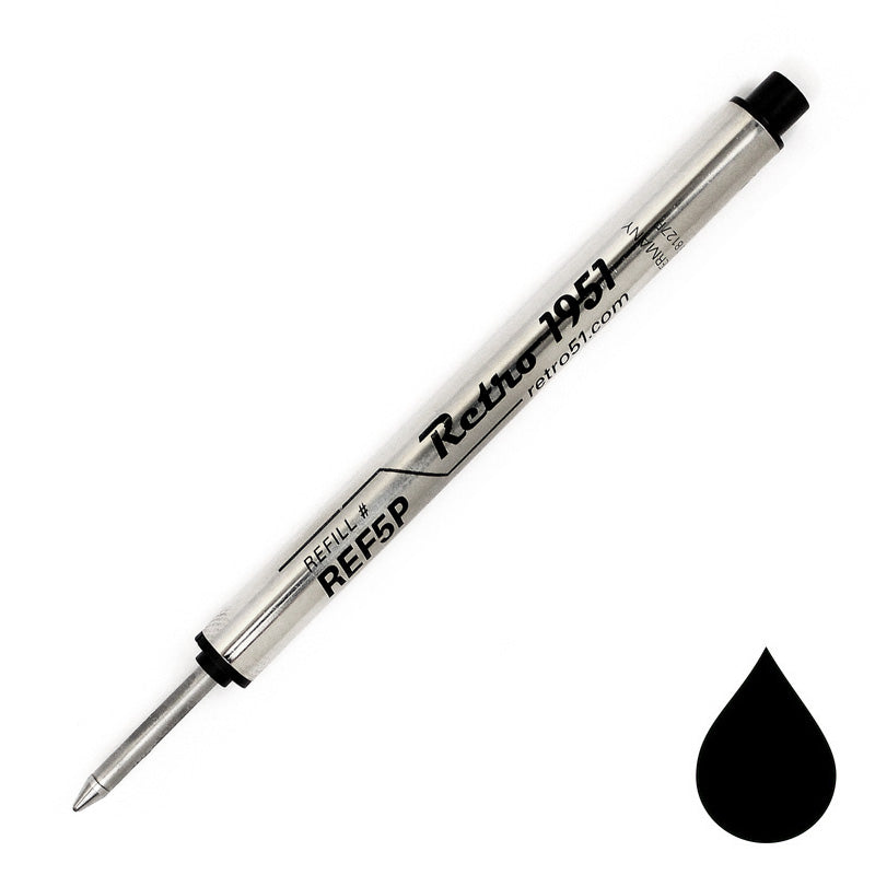 Retro 51 - Rollerball Refill for Tornado Pens - Retractable - Black - 1 Refill