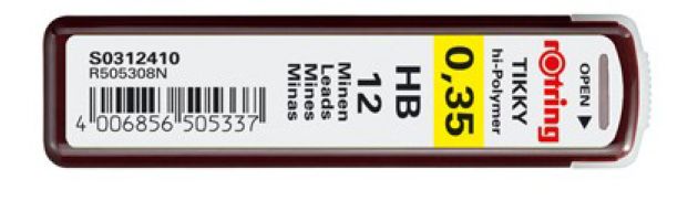 Rotring 0.35mm HB 12 Pack Pencil Lead Refills