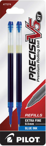 Pilot Precise V5/V7 RT Premium Rolling Ball Refill - Blue - Extra Fine Point - 2 Pack