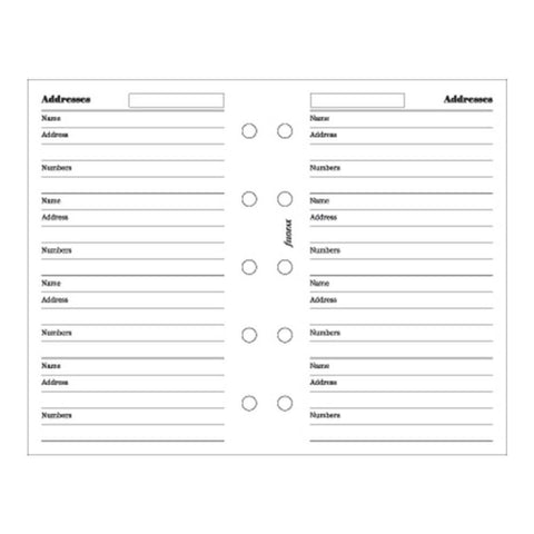 Filofax - Papers Name - Address and Numbers - Mini Size