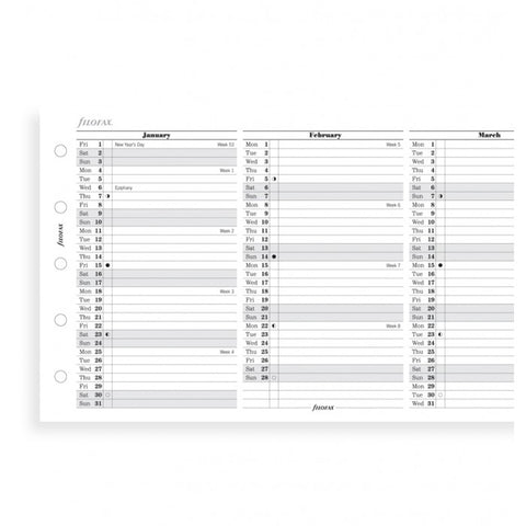 Filofax - Paper Refills - Mini - Vertical Year Planner English 2018