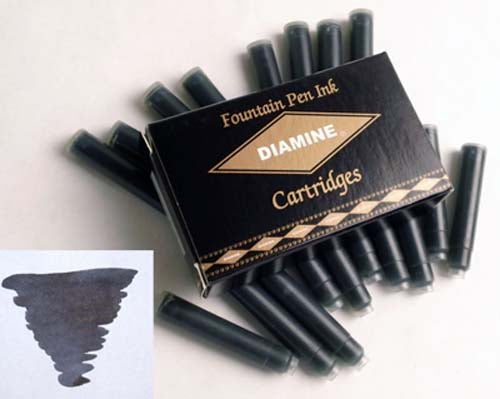 Diamine Refills Jet Black Pack of 18 Fountain Pen Cartridge