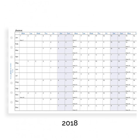 Filofax - Paper Refill - Personal - Year Planner Horizontal - English 2018