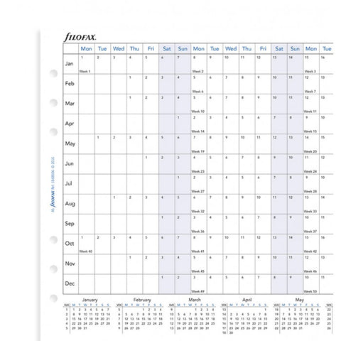 Filofax - Paper Refill - A5 - Full Year Horizontal Planner - English 2018