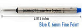 Schmidt Short Capless P8126 by Monteverde Rollerball Refills - Blue - Fine Point