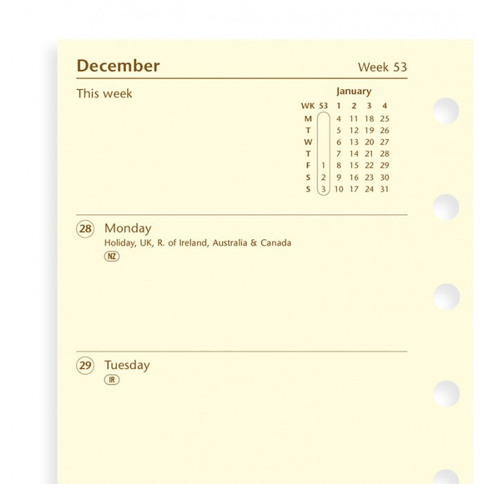 Filofax - Paper Refill - Pocket - Week on Two Pages - Cream - English 2018