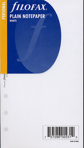 Filofax - Papers Plain Notepaper - White - Personal Size