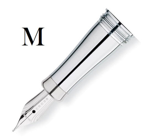 Cross Refills Sauvage Rhodium Plated Solid 18kt w/ Chrome Plated Ring Medium Point Nib