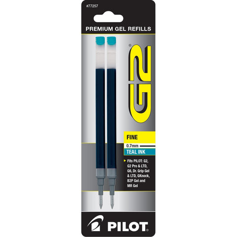 Pilot G2 - Gel Ink Refill - 2-Pack for Rolling Ball Pens - Fine Point, Teal