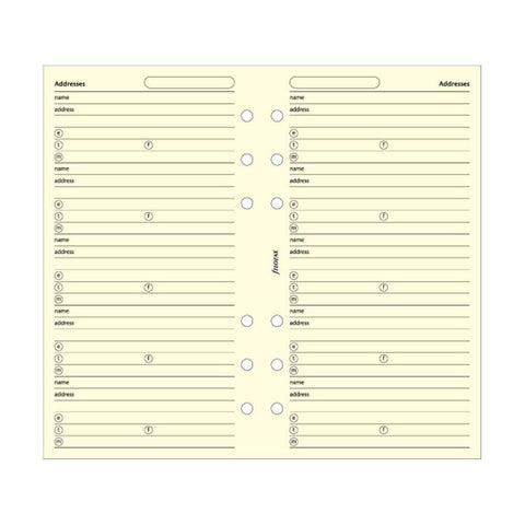 Filofax - Papers Name/Addr/E-mail/Tel/Fax/Mobile - Cotton Cream - Personal Size