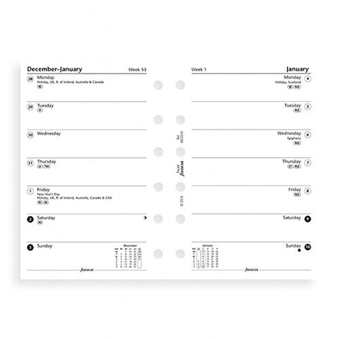 Filofax - Paper Refill - Pocket - Week Per Page - English 2018