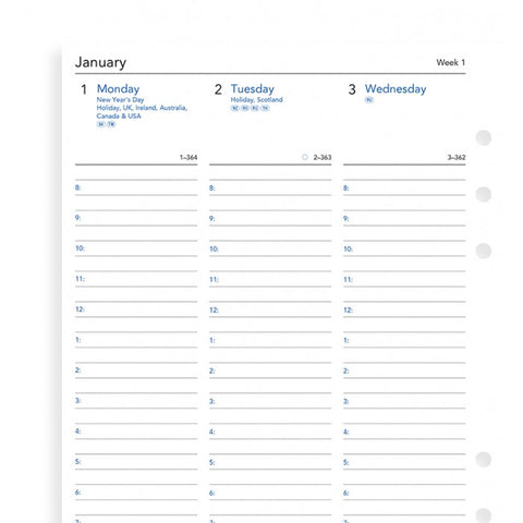 Filofax Week on Two Pages with Appointments English 2018 A5 Size Calendar Refill