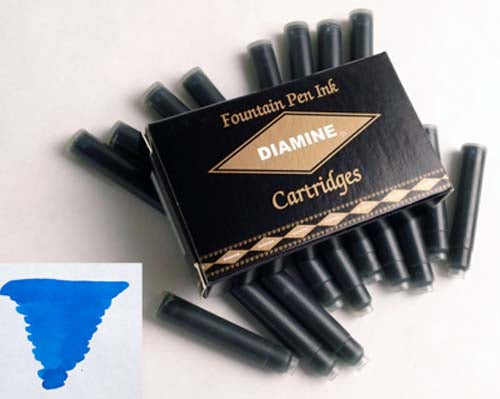 Diamine Refills Mediterranean Blue Pack of 18 Fountain Pen Cartridge