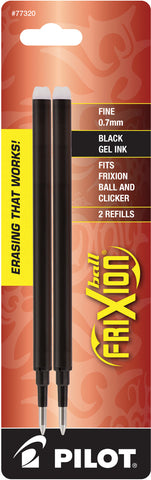 Pilot FriXion Erasable Ballpoint Pen Refill - Black - Fine Point - 2 Pack