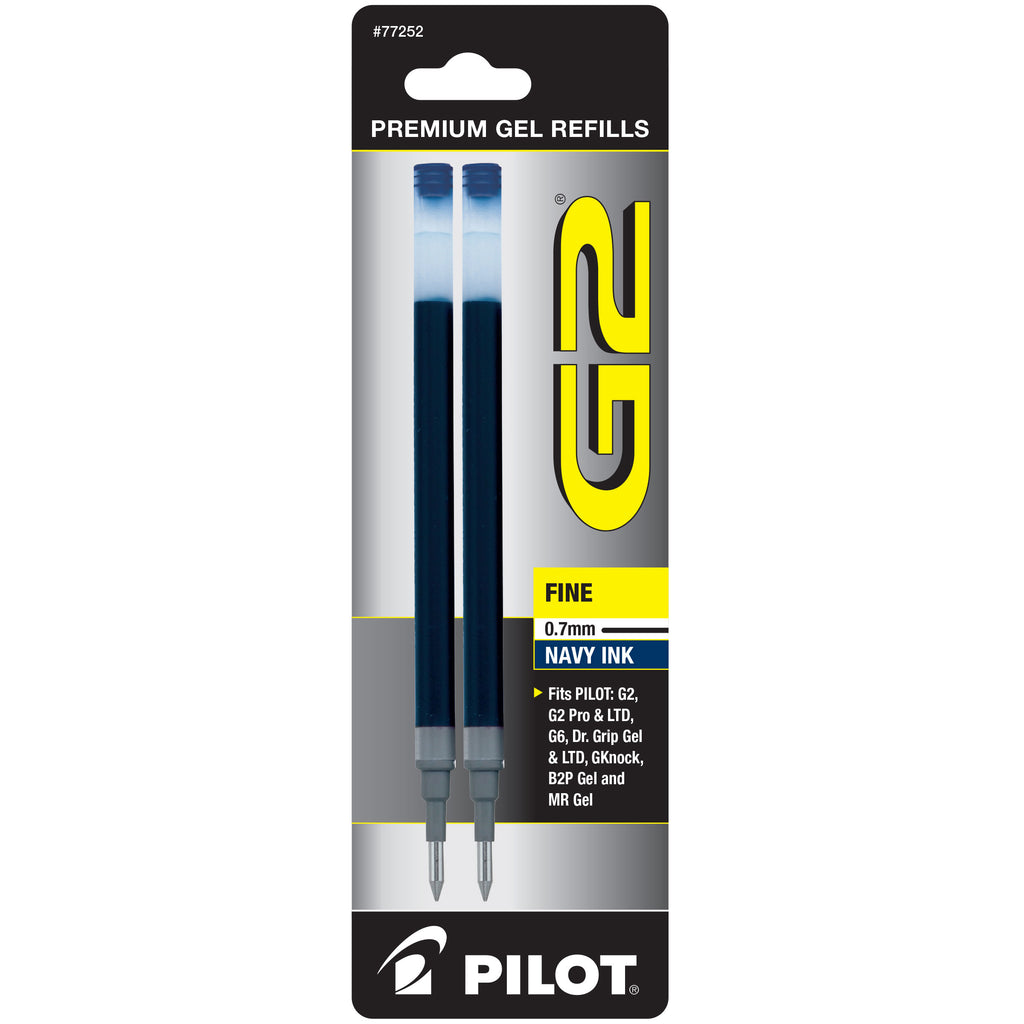 Pilot G2 Refills Navy Blue Gel Ink Fine Point 0.7mm 2 Pack