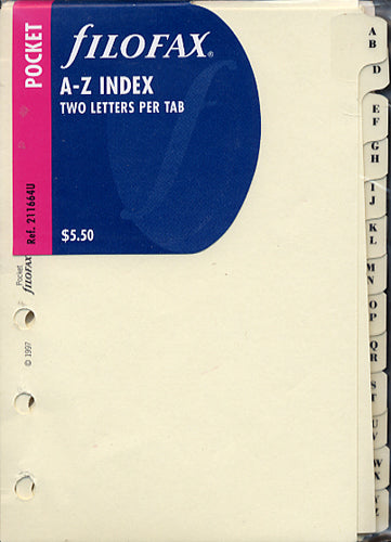 Filofax - Accessories A-Z Index - Two Letter - Pocket Size