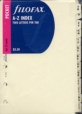 Filofax - Accessories A-Z Index - Two Letter - Pocket Size