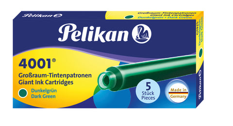 Pelikan 4001 Fountain Pen Ink Cartridges Refills - Dark Green - Giant -