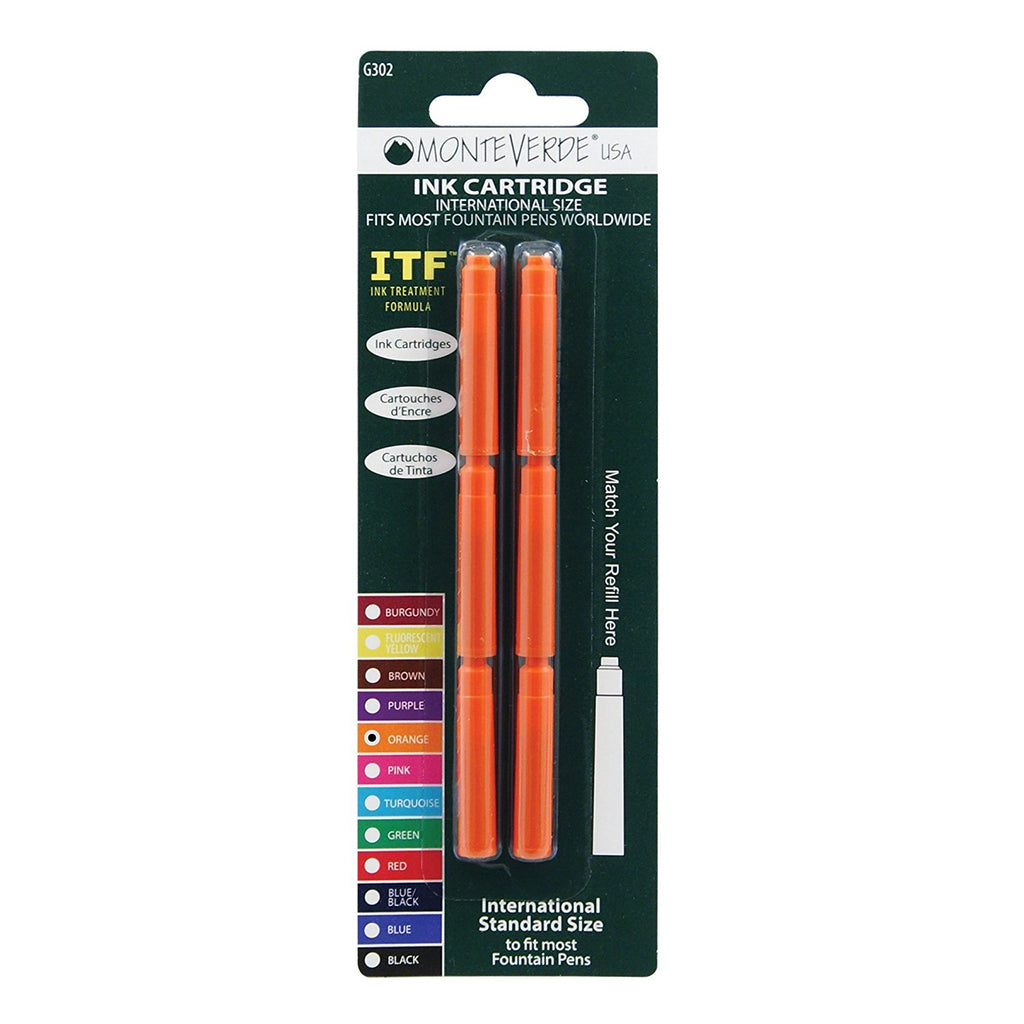 Monteverde Ink Cartridge Refills - International Size - Orange 6-pack