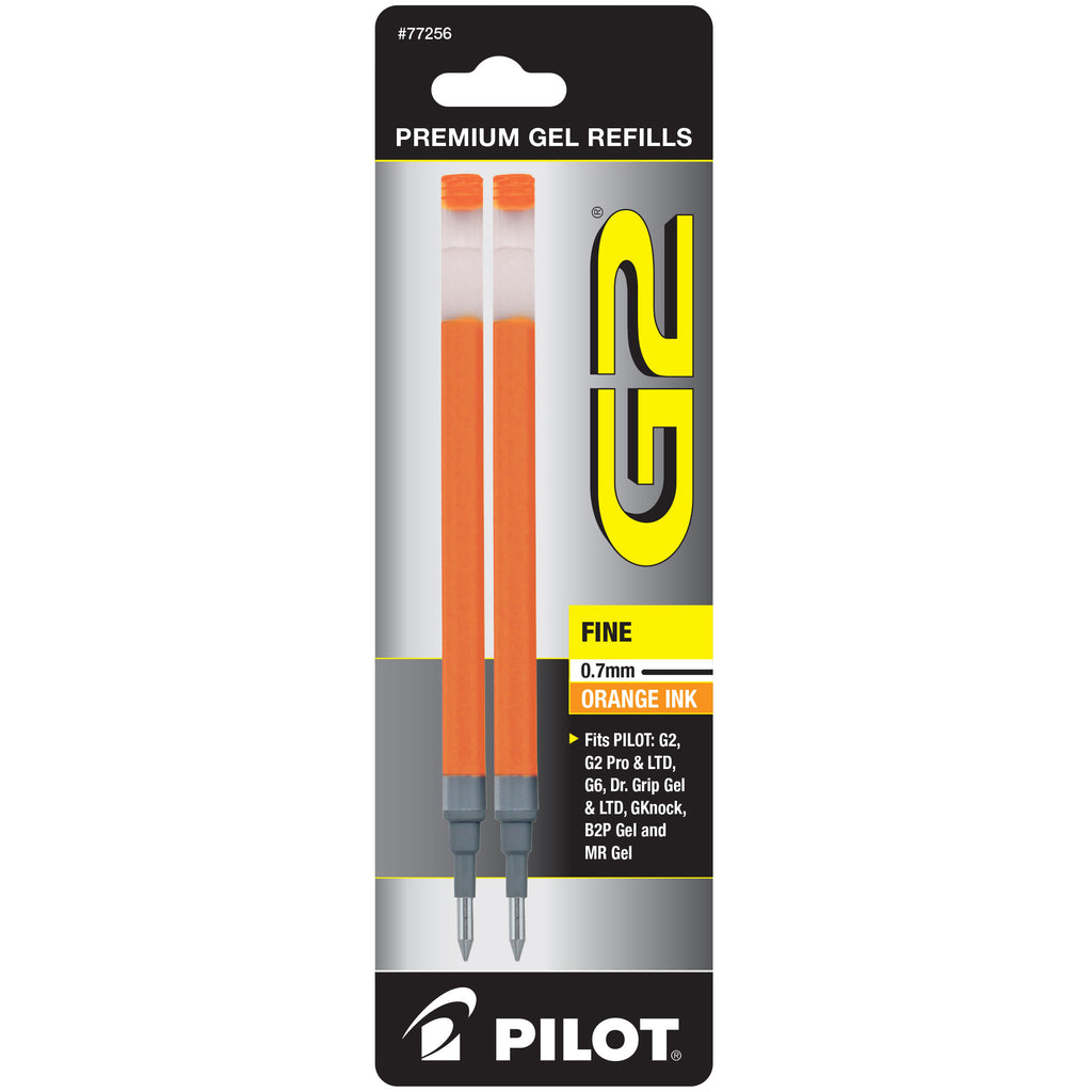Pilot G2 Refills Orange Gel Ink Fine Point 0.7mm  2 Pack
