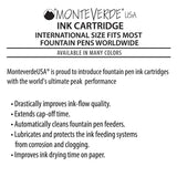 Monteverde Ink Cartridge Refills - International Size - Turquoise 6-pack
