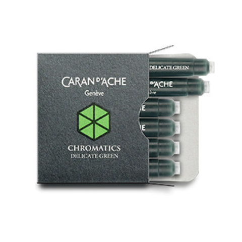 Caran D'ache - Fountain Pen Refills - Chromatics Cartridge - Delicate Green Ink - 6 Pieces