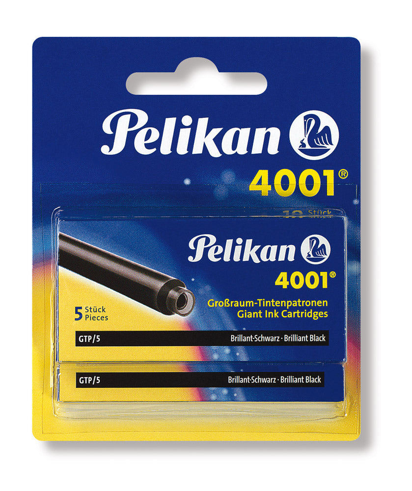 Pelikan 4001 Fountain Pen Ink Cartridges Refills - Brilliant Black - Giant -