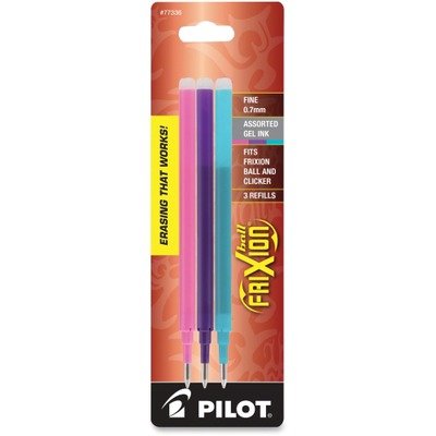 Pilot Frixion - Erasable Ink Refill - 3-Pack Assorted - Pink-Purple-Turq