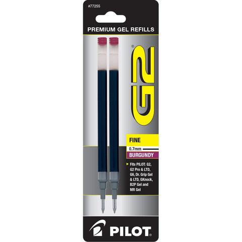 Pilot G2 Gel Ink Refill, 2-Pack for Rolling Ball Pens- Fine Point- Burgundy (77255)