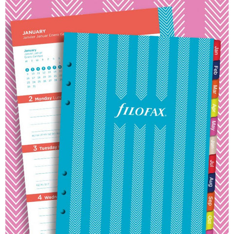 Filofax Week to View Illustrated Stripes 5 Languages 2018 A5 Size Calendar Refill