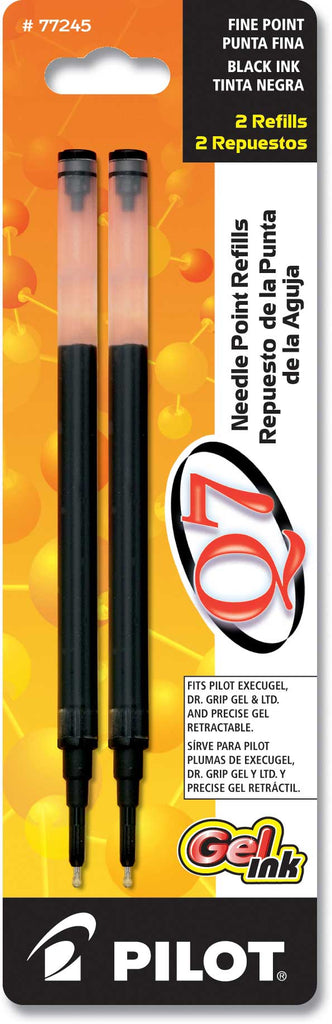 Pilot Q7 Needle Point Gel Pen Refills - Black - Fine Point - 2 Pack
