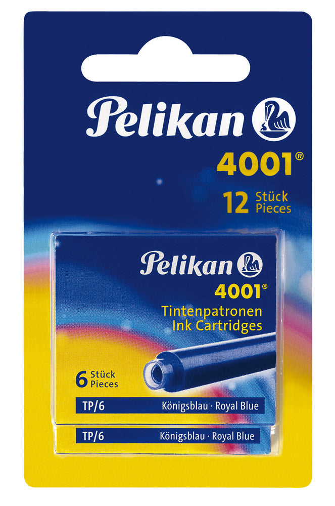 Pelikan 4001 Ink Cartridges Refills - Royal Blue - 12 Cartridges -