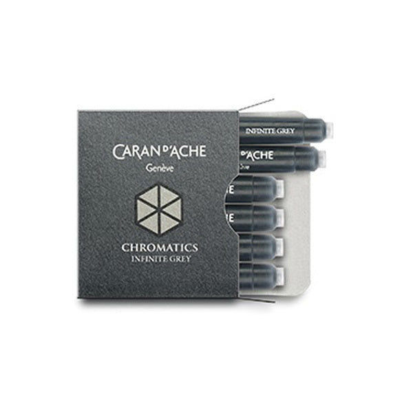 Caran D'ache - Fountain Pen Refills - Chromatics Cartridge - Infinite Grey Ink - 6 Pieces