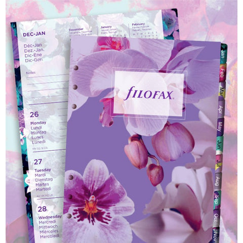 Filofax - Paper Refill - Floral Illustrated Diary Refill Pack - A5 - 5 Languages 2018