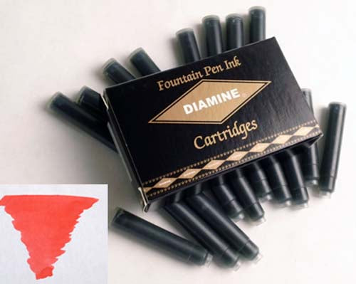 Diamine Refills Passion Red Pack of 18  Fountain Pen Cartridge