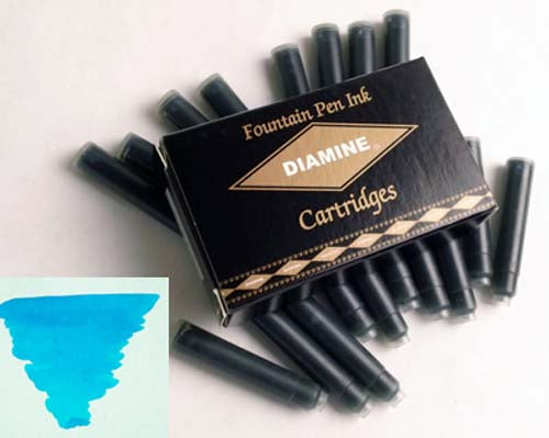 Diamine Refills Turquoise Pack of 18  Fountain Pen Cartridge