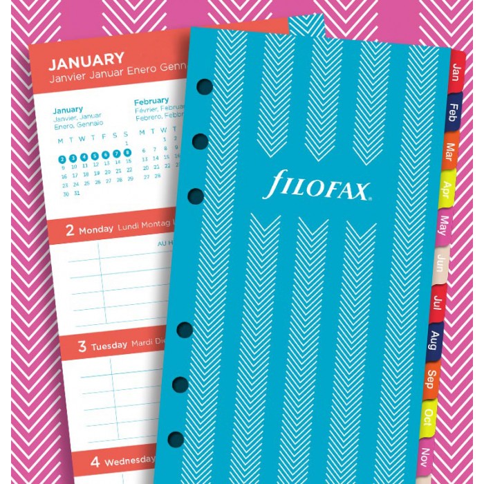 Filofax - Paper Refill - Stripes Illustrated Diary Refill Pack - Personal - 5 Languages 2018