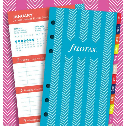 Filofax - Paper Refill - Stripes Illustrated Diary Refill Pack - Personal - 5 Languages 2018