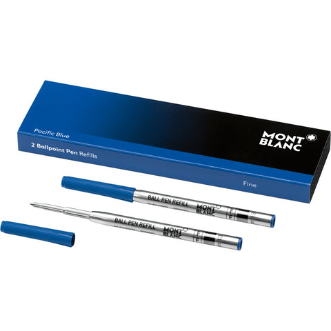 Montblanc Ballpoint Pen Refills - Pacific Blue Fine Point (F) - 2 Pack