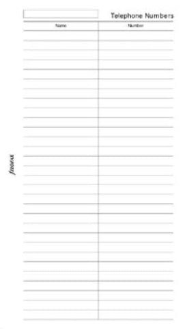 Filofax - Papers Name and Telephone - Personal Size