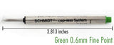 Schmidt Short P8126 Capless Rollerball Refills - Green - Fine Point