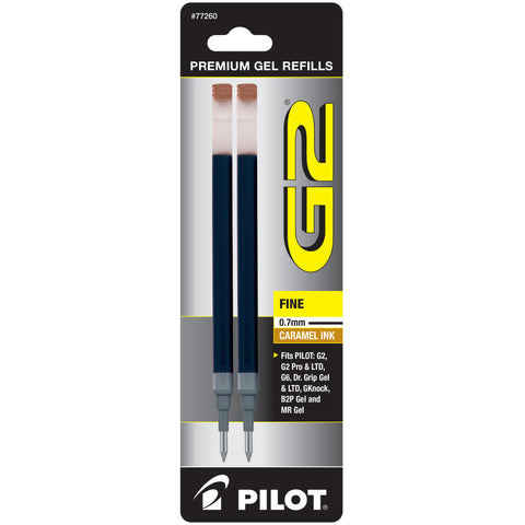 Pilot G2 Refills Caramel Gel Ink Fine Point 0.7mm 2 Pack