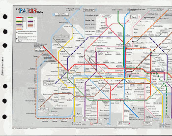 Filofax Papers Paris Metro & Rail Map  Personal Size
