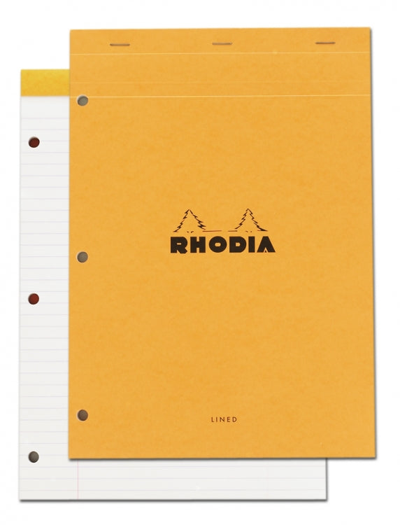 Rhodia Staplebound - Notepad - Orange - Lined with Margin - 3 holes - 8.25 x 11.75
