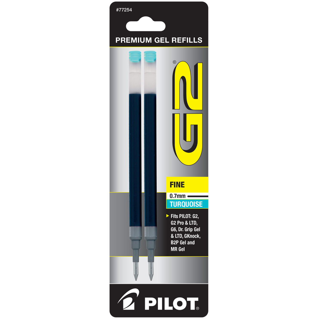 Pilot G2 - Gel Ink Refill - 2-Pack for Rolling Ball Pens - Fine Point - Turquoise