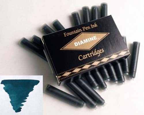 Diamine Refills Teal Pack of 18  Fountain Pen Cartridge