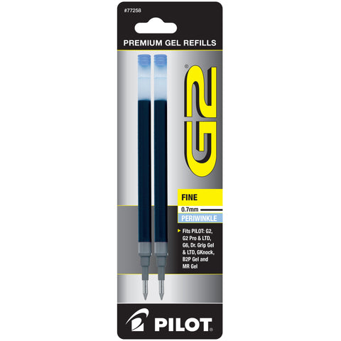 Pilot G2 Refills Periwinkle Gel Ink Fine Point 0.7mm 2 Pack